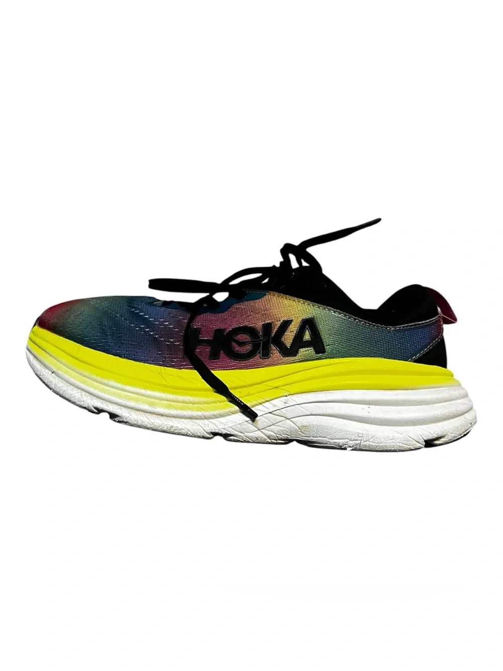 Hoka Women's Bondi 8   Running Shoe with Neon Yellow Midsole